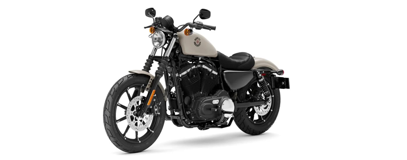 A black and white 2022 Harley-Davidson Iron 883 is angled left.