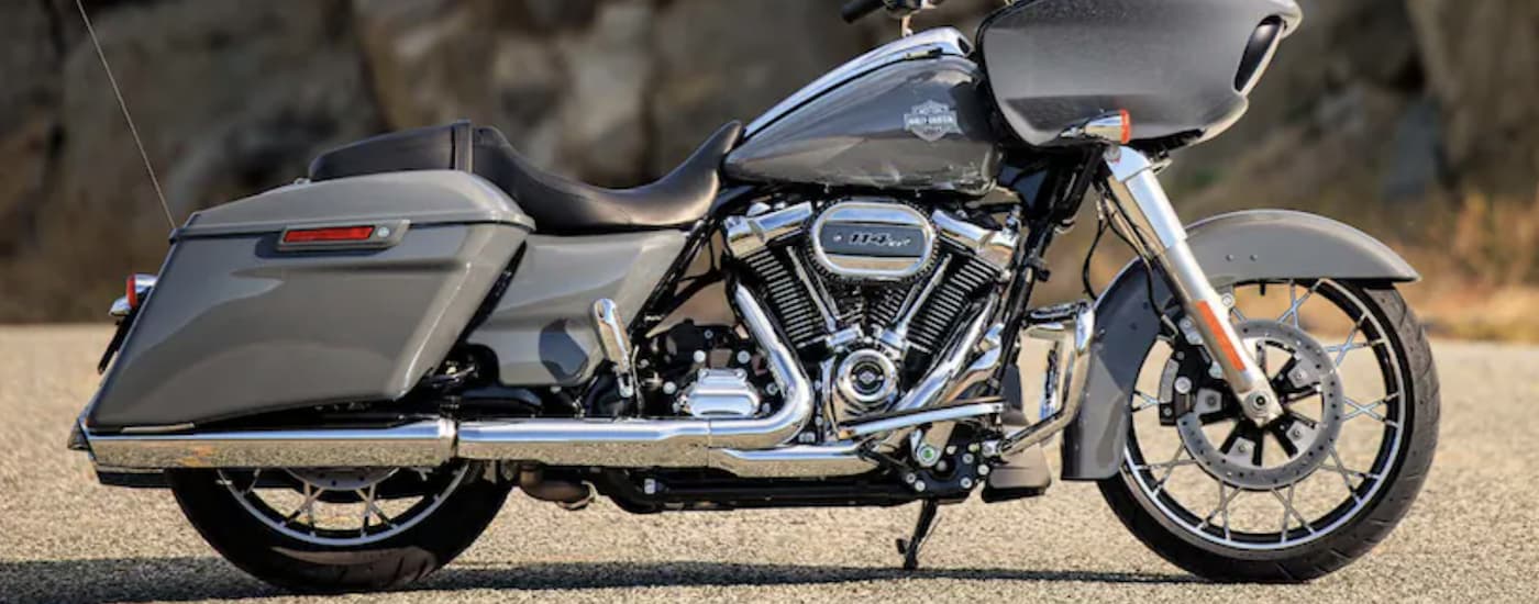 A silver 2022 Harley-Davidson Road Glide Special is shown from the side.