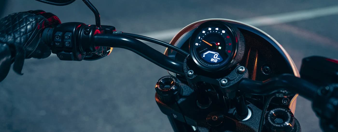 The speedometer on a 2023 Harley-Davidson Low Rider S is shown.